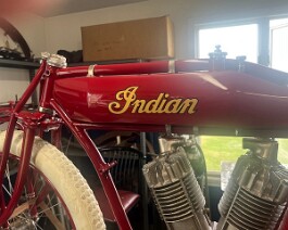 The Indian logo has been painted on the left side of the gas tank. This is not a decal.